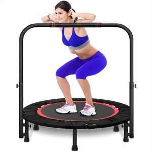 Kids Trampoline Rebounder with Full Covered Handrail and Pad Indoor Outdoor - 1 of 4