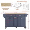 PAGED Kitchen Island with Rubber Wood Countertop, Kitchen Cart on 5 Wheels with Storage Cabinet and 2 Top Drawers for Kitchen - 2 of 4