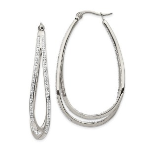 Chisel Stainless Steel Polished with Preciosa Crystal In and Out Twisted Hoop Earrings - 1 of 4
