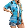 Nlife Womens Button Down Hawaiian Shirts Short Sleeve Floral Print Summer V Neck T-Shirt Casual Summer Beach Blouses Tops - 4 of 4