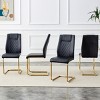 Set of 4 Faux Leather Dining Chairs with High Back and Metal Legs,Modern Upholstered Chairs for Kitchen or Dining Room-The Pop Home - 3 of 4