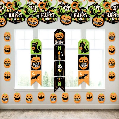 Big Dot of Happiness Jack-O'-Lantern Halloween - Wall and Door Hanging Decor - Kids Halloween Party Room Decoration Kit