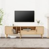 NicBex TV Stands for Living Room,Rattan Entertainment Center with Cabinets and Open Shelves,TV Console for Living Room, Bedroom, Home,Natural - 2 of 4