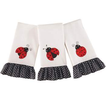 Collections Etc Charming Ladybug Hand Towels - Set of 3