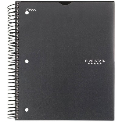 Photo 1 of Spiral Notebook 5 Subject Wide Ruled Customizable Black - Five Star- 2 PACK- COLORS MAY VARY