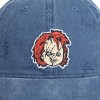 Chucky Face With Distressed Logo Adult Denim Baseball Cap - 3 of 4