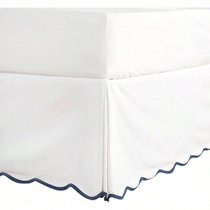 White Chic Queen Bed Skirt - Easy Fit Scallop Edge Pleated, 14 Inch Drop Anti - Slip Dust Ruffle, Thick Fabric for Privacy, Pre - Washed - 1 of 4