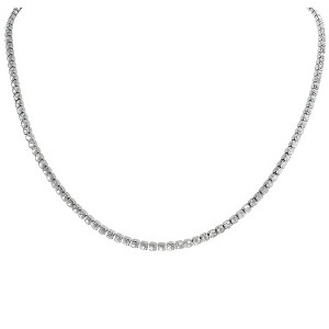 Tennis Necklace for Women 3mm Black or Clear Cubic Zirconia Choker 16-18" Adjust Length Stainless Steel - 1 of 4