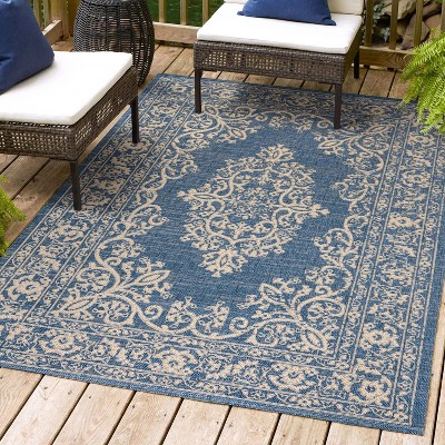 Mediterranean Dream Blue & Ivory Synthetic Medallion Rug