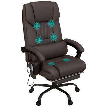 Vinsetto High Back Massage Office Desk Chair with 6-Point Vibrating Pillow, Computer Recliner Chair with Retractable Footrest, and Adjustable Lumbar Support