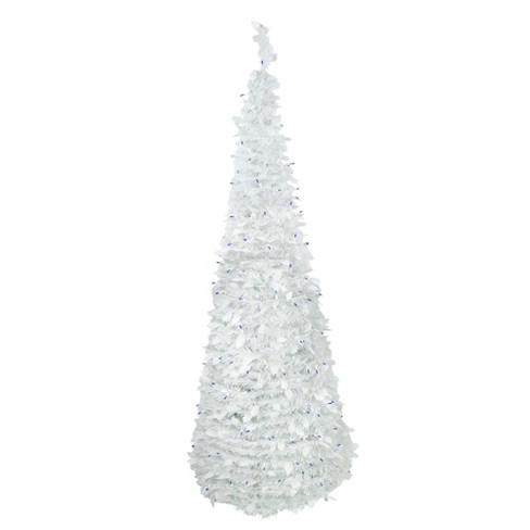 Northlight 6ft Lighted White Tinsel Pop-up Artificial Christmas Tree ...
