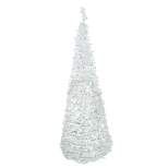 Northlight 6ft Lighted White Tinsel Pop-Up Artificial Christmas Tree, Blue Lights