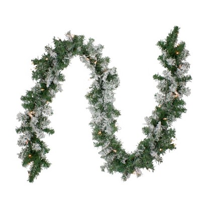 Northlight 9' x 10" Pre-lit Heavily Flocked Pine Artificial Christmas Garland - Clear Lights