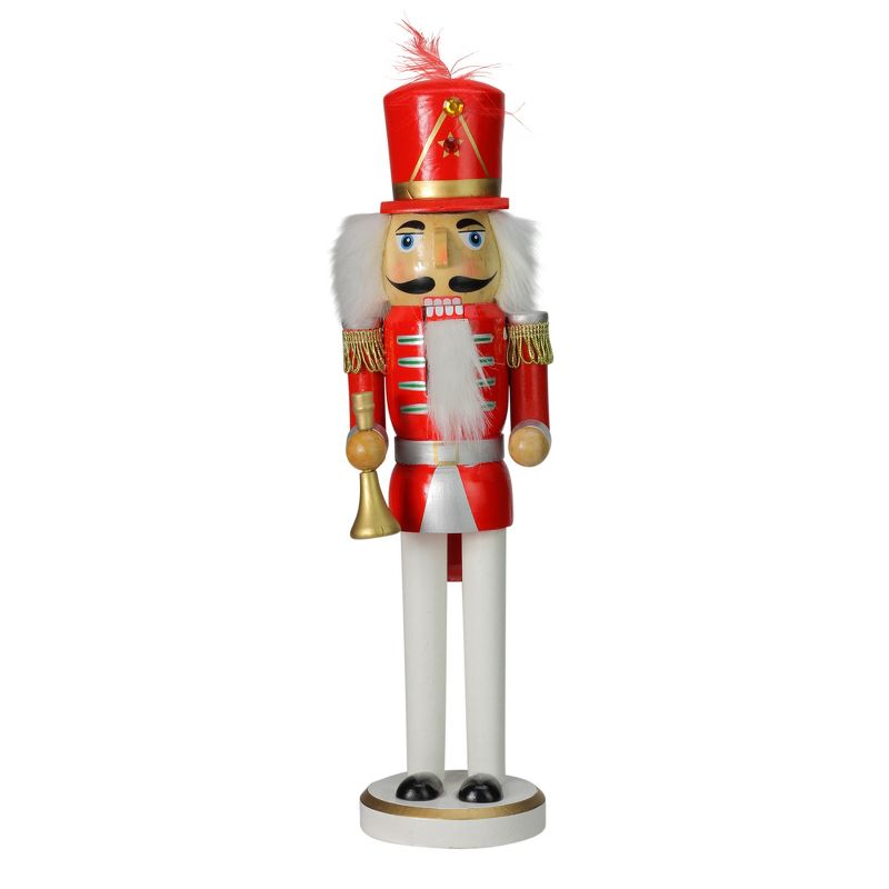 Northlight 14" Red and White Wooden Christmas Nutcracker with Horn, 1 of 4