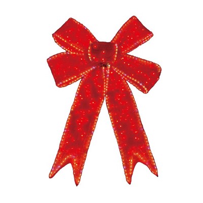 Season's Designs 5 ft Red Twinkle Outdoor Christmas Bow Decoration with 208 LED Lights Metal, Perfect for Covered Porches and Wall Hanging