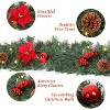 GAOMON 6ft Christmas Garland with Lights, Battery Operated Garland Christmas Decoration with Red Poinsettia Pinecones Ball Ornaments - 3 of 4