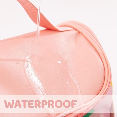 Wash Bag 4 Piece PVC+PU Waterproof Wash Bag Portable Large Capacity Transparent Travel Wash Bag Makeup Bag Swimming Bag Pink