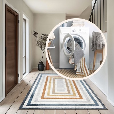 Aliénor Multicolor Striped Machine Washable Area Rug