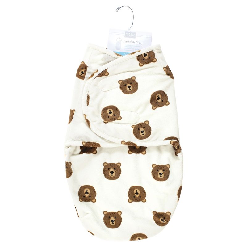 Hudson Baby Infant Boy Plush Faux Fur Swaddle Wrap, Brown Bear, 0-3 Months, 2 of 3