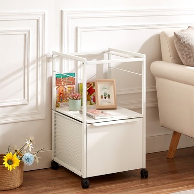 VECELO File Cabinet with 1-Drawer, Rolling Mobile Office Cabinet with Open Storage fits A4 Size, Metal Frame