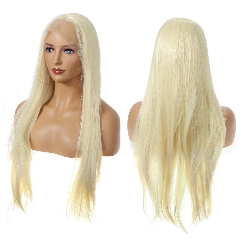 Unique Bargains Long Straight Hair Lace Front Wig for Women with Wig Caps 24" 1PC, 3 of 6