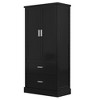 Akoasm 64 in. H MDF Board Bathroom Storage Cabinet with Two Doors and Drawers & Adjustable Shelf-Black - 4 of 4