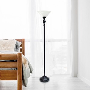 1-Light Classic Torchiere Floor Lamp with Marbleized Glass Shade - Lalia Home - 1 of 4