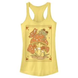 Juniors Womens Lost Gods Frog and Mushroom Tarot Racerback Tank Top - 1 of 4