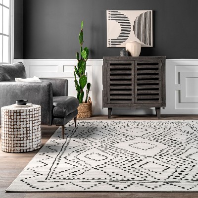 Reversible Easy-Care Moroccan Trellis Gray 3' x 5' Area Rug