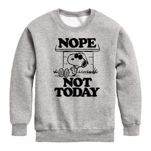 Boys' - Peanuts - Joe Cool Nope Not Today Graphic Long Sleeve Fleece Sweatshirt - 1 of 4