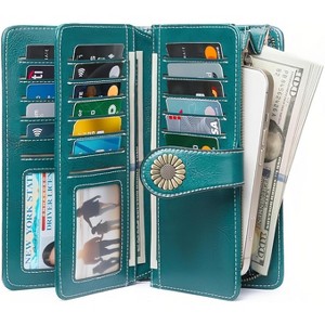 Wikineon Women's Leather Credit Card Holder Wristlet - RFID Blocking Technology for Identity Protection, Large Capacity Design Holds Cards - 1 of 4