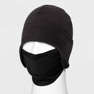 Fleece with Face Covering Beanie - All in Motion™ Black One Size