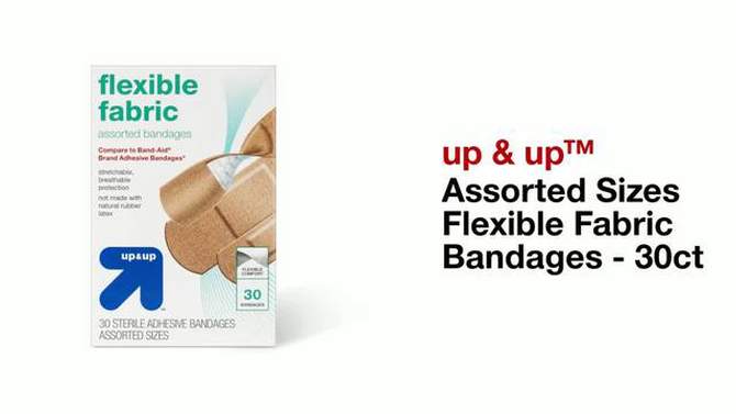 Assorted Sizes Flexible Fabric Bandages - 30ct - up &#38; up&#8482;, 2 of 5, play video