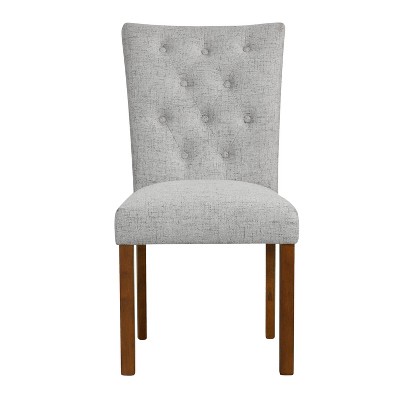Neutral Textured Upholstered Parsons Side Chair with Wood Legs