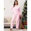 cheibear Women's Flannel Winter Cute Printed Long Sleeve Pajama Sets - 2 of 4