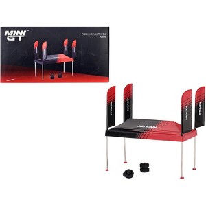 Paddock Service Tent Set with Extra Wheels Red and Black "ADVAN" for 1/64 Scale Models by Mini GT - 1 of 3