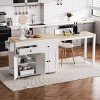 Kitchen Island with Extendable Table and 4-Door Cabinet, Rolling Cart with 2 Drawers and Spice Rack, MDF Frame Kitchen Island-Coolbibila - 2 of 4