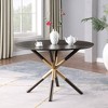 47" Round Wood Dining Table Rustic Style Crossed Pedestal Base Ideal for Kitchen Coffee-Morden Fort - 2 of 4