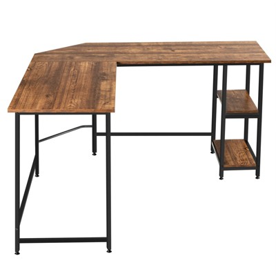 Tangkula L-Shaped Corner Computer Desk Home Office Writing Study Workstation w/Storage Shelves
