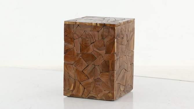 Contemporary Teak Wood Square Accent Table Brown - Olivia &#38; May, 2 of 18, play video