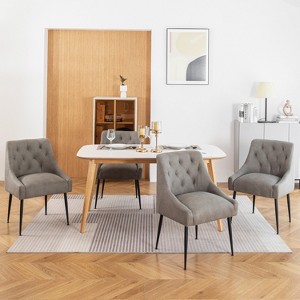 DYHOME Modern Dining Chairs Set of 4, Mid Century Kitchen Dining Chairs with 5.12” Cushions, Upholstered Dining Chairs with Back Pull Rod - 1 of 4