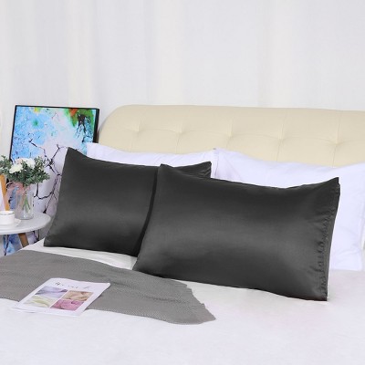 4 Pcs Queen 20"x30" Silk Satin Luxury Pillowcase Black - PiccoCasa