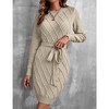 WhizMax Women's Knit Midi Dress Long Sleeve Crew neck Pullover Bodycon Dress Fall Winter Sweater Mini Dress Tie Waist - 2 of 4