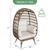 Wicker Egg Chair, Outdoor Indoor Large PE Rattan Chair With Thick Cushion, Large Egg Basket Lounge Recliner Chair For Patio Porch Backyard,Waterproof - 2 of 4