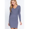 Slickblue Women Long Sleeve V-Neck Sweater Mini Dress, Cozy Blue/Ochre, Casual Fall Dress, Comfortable & Stylish, Size S-L - 2 of 4