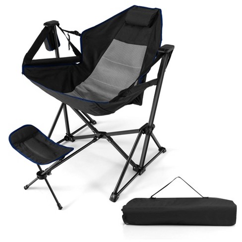 Giantex Outdoor Hammock Camping Chair - Rocking Chair with Removable  Footrest, Adjustable Backrest, Pillow, Cup Holder, Storage Bag, Portable  Fishing