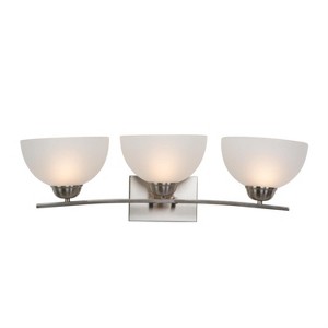 Yosemite Home Decor 107-3V-AWSS 3-Lights Bathroom Vanity with White Glass, Satin Steel - 1 of 4