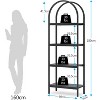 Tribesigns 71" Tall 4-Tier Industrial Open Arched Bookshelf, Farmhouse Bookcase Storage Shelves with Metal Frame, Black - 3 of 4