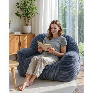 Hooseng 38" Giant Bean Bag Chair for Adults, High-Density Foam Stuffed Corduory Bean Bag Sofa with Handle for Adults Reading, Gaming - 1 of 4