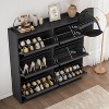 6 Drawer Shoe Cabinet - Wood Organizer w/ Adjustable Shelf for Entryway & Living Room - 3 of 4